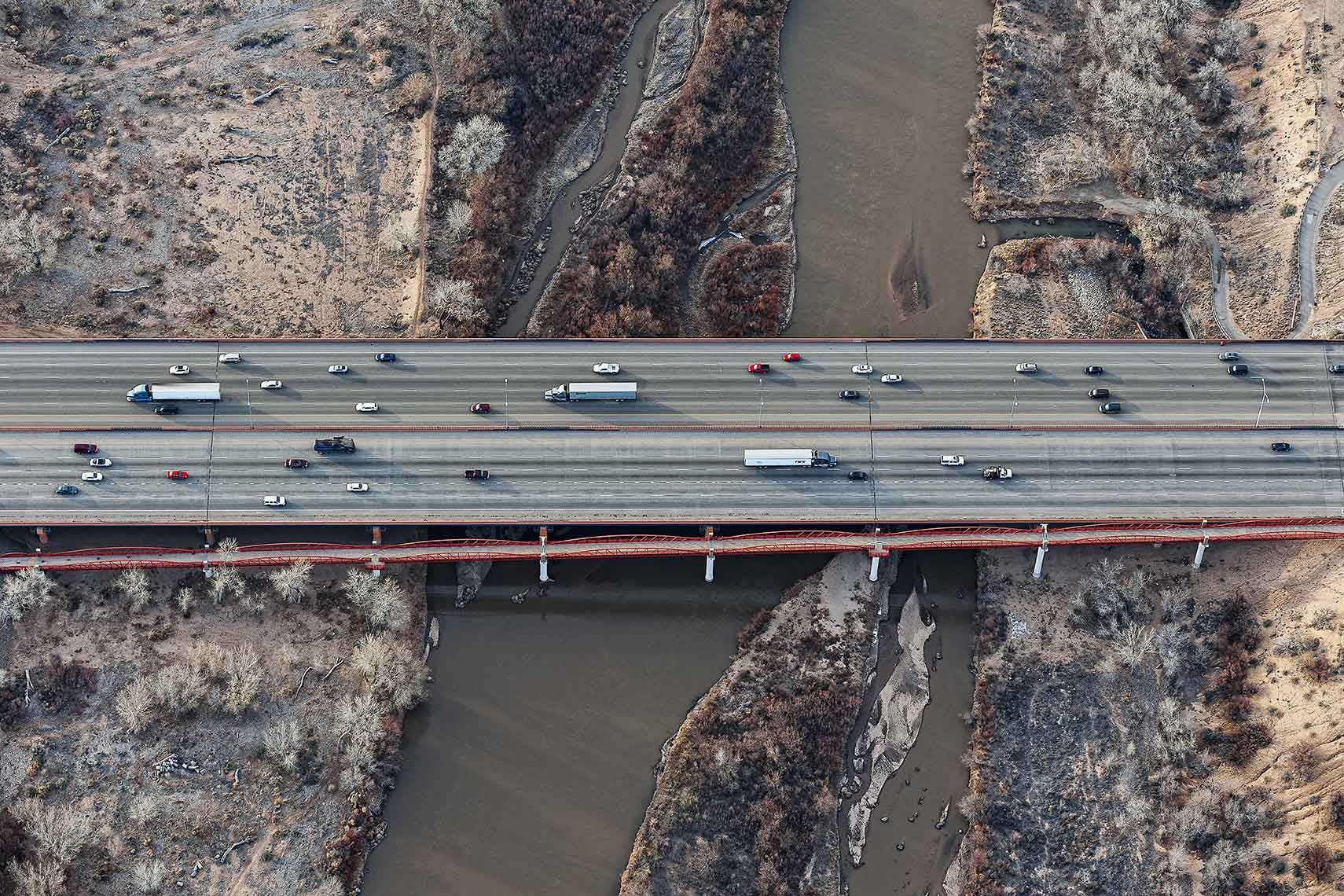 Aerial Landscape Photography Bridge Albuquerque